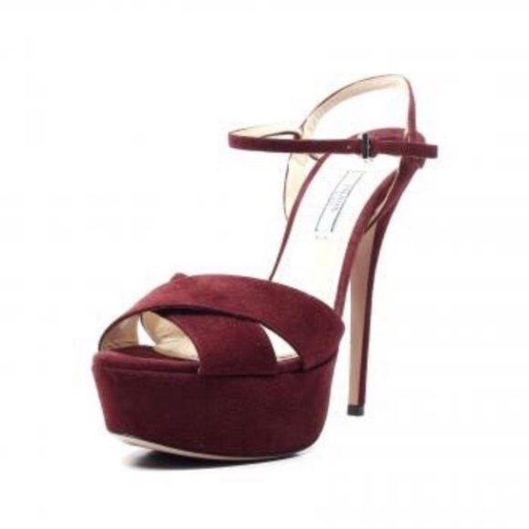 PRADA Maroon Burgundy Suede Heels - Picture 2 of 5